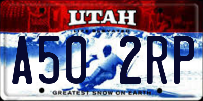 UT license plate A502RP