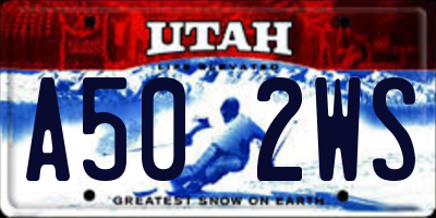 UT license plate A502WS