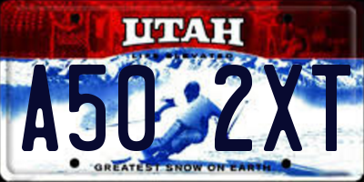 UT license plate A502XT
