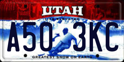 UT license plate A503KC