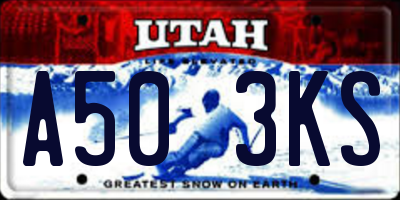 UT license plate A503KS