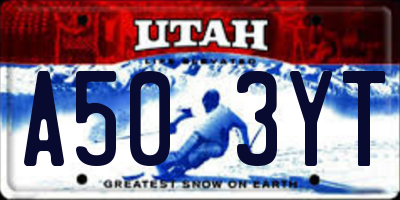 UT license plate A503YT