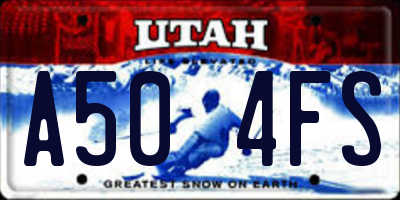 UT license plate A504FS