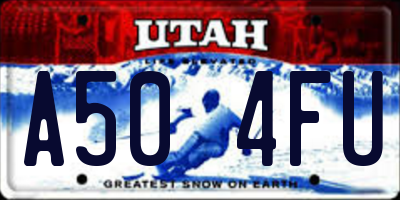 UT license plate A504FU