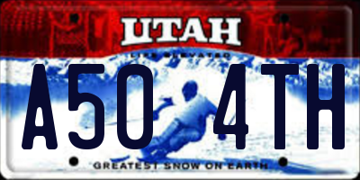 UT license plate A504TH