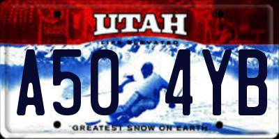 UT license plate A504YB