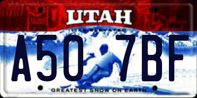 UT license plate A507BF