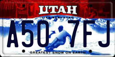 UT license plate A507FJ