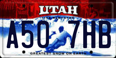 UT license plate A507HB