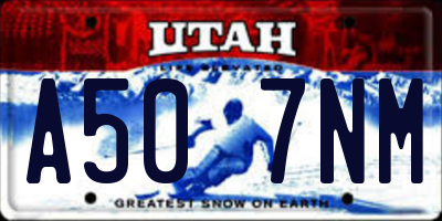 UT license plate A507NM