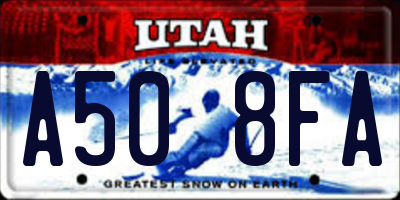 UT license plate A508FA