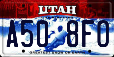 UT license plate A508FO