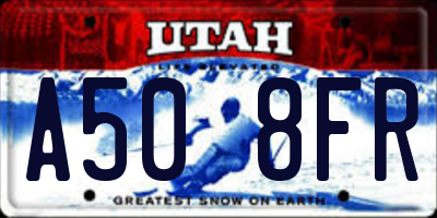 UT license plate A508FR