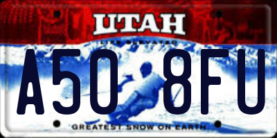 UT license plate A508FU