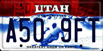 UT license plate A509FT