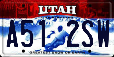 UT license plate A512SW
