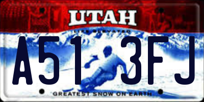UT license plate A513FJ