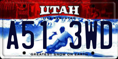UT license plate A513WD