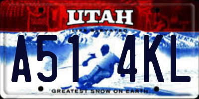 UT license plate A514KL