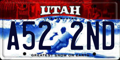 UT license plate A522ND