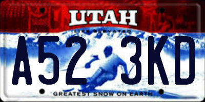 UT license plate A523KD