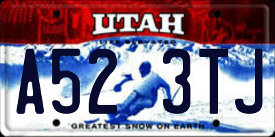 UT license plate A523TJ