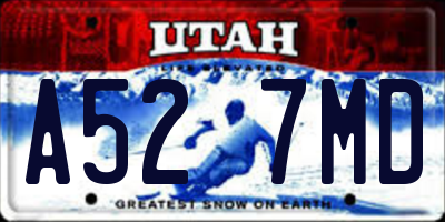 UT license plate A527MD