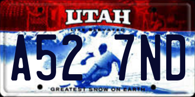 UT license plate A527ND