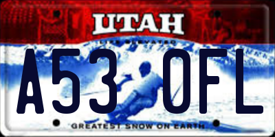 UT license plate A530FL