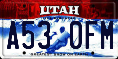 UT license plate A530FM