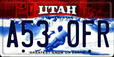 UT license plate A530FR