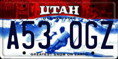 UT license plate A530GZ