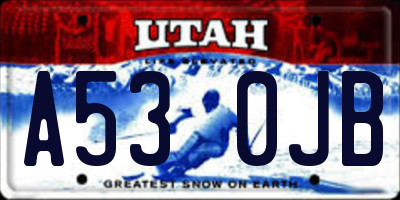 UT license plate A530JB