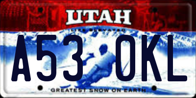 UT license plate A530KL