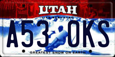 UT license plate A530KS