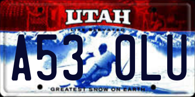 UT license plate A530LU