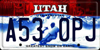 UT license plate A530PJ