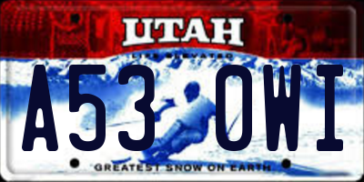 UT license plate A530WI