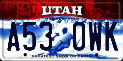 UT license plate A530WK