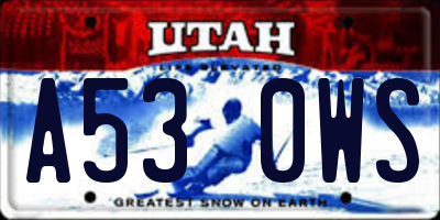 UT license plate A530WS