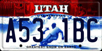 UT license plate A531BC