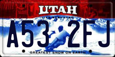 UT license plate A532FJ