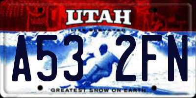 UT license plate A532FN