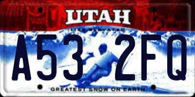 UT license plate A532FQ