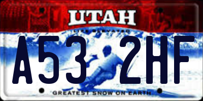 UT license plate A532HF