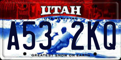 UT license plate A532KQ