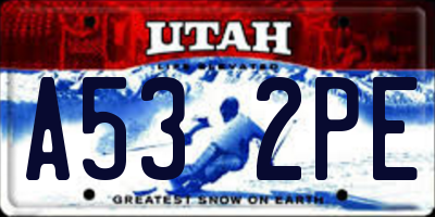 UT license plate A532PE