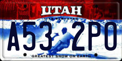 UT license plate A532PO
