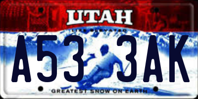 UT license plate A533AK