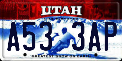 UT license plate A533AP